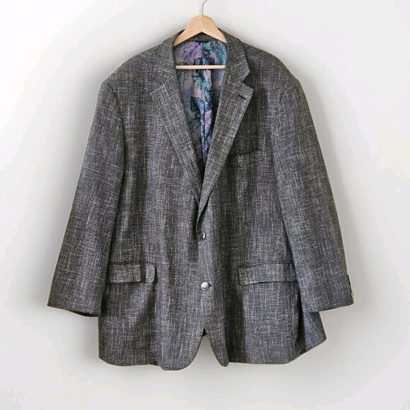 Oak Hill Blazer Men 3XL 54-56 Marled Gray Lined LS Two Button Front Double Vents - Picture 1 of 16